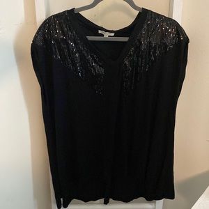 2x stretch sequin top Black